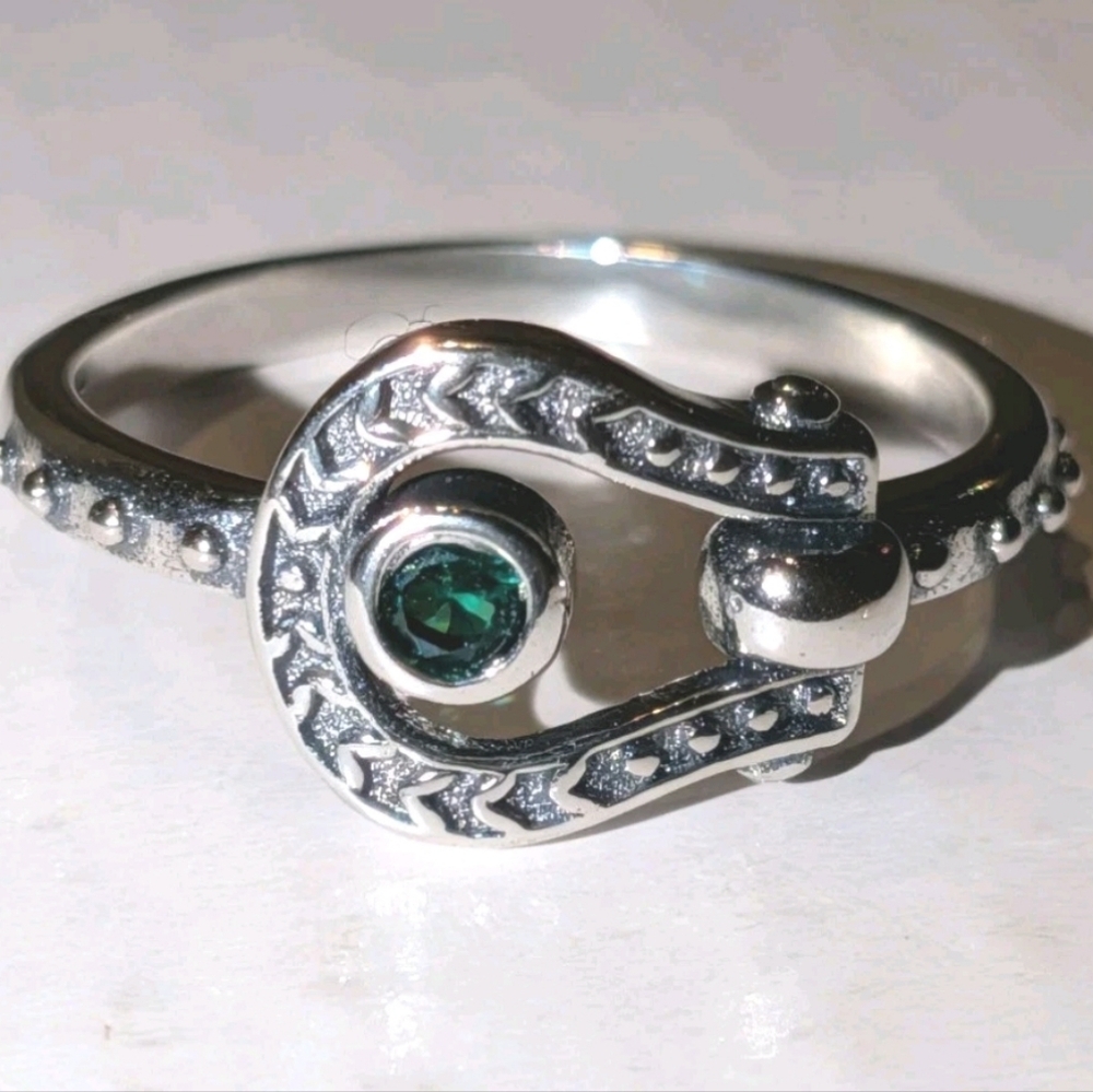 Unisex Horseshoe Lucky Ring with Natural gemstone S925 Makes The Perfect Gift